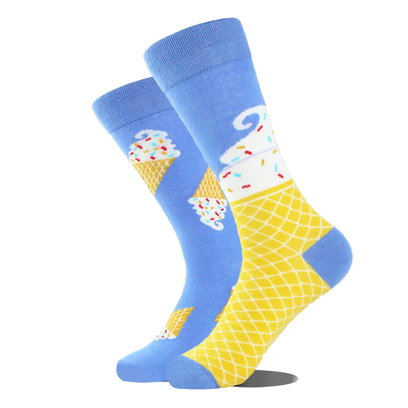 AB Happy Cotton Funny Socks Men Beer Panda Duck Crazy Design Sokken Unisex Novelty Plant Piano Crew Skateboard Calcetines Hombre