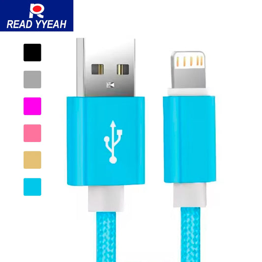 Metal Nylon Braided Fast Charging Data Cord 1m 2m 3m USB Charger Cable For iPhone 14 8 7 6S Plus X XR XS 11 12 13 Pro Max iPad 9