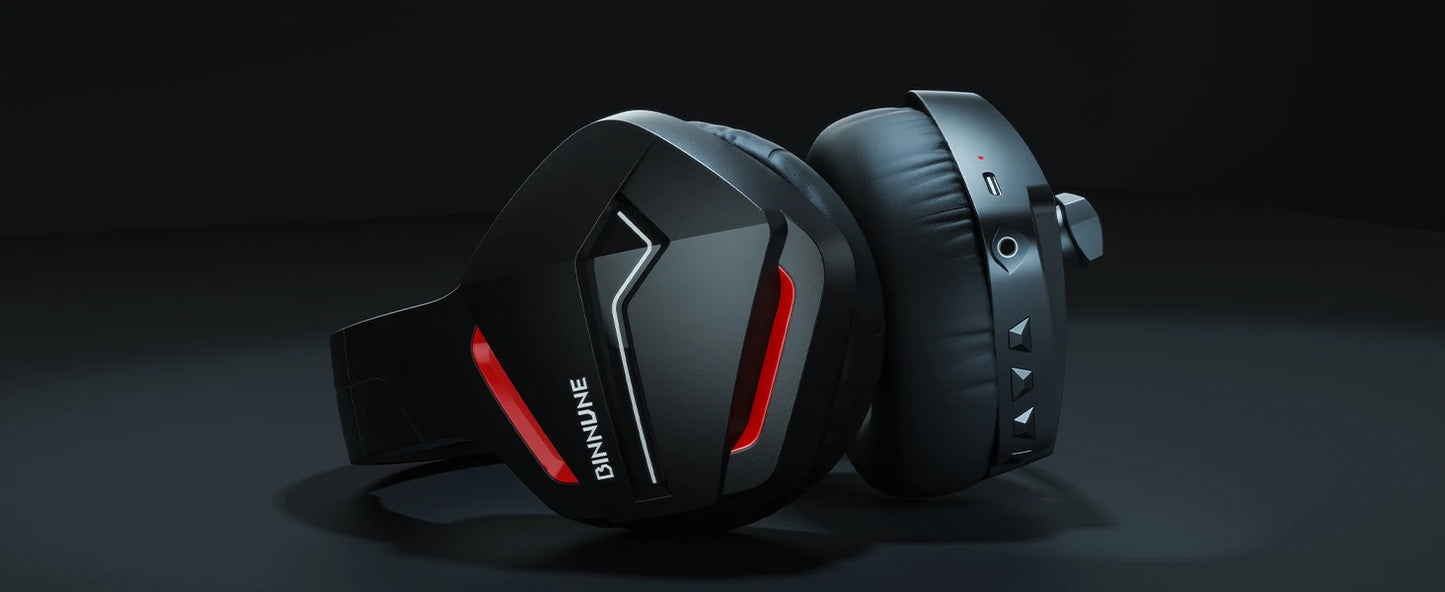 BINNUNE BW01 Wireless Gaming Headset  for PC PS4 PS5 Playstation 4 5, 2.4G Wireless Bluetooth USB Gamer Headphones with Mic