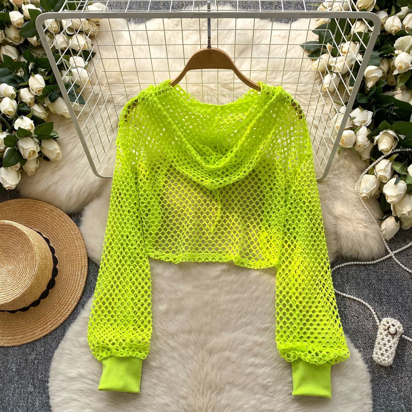 SINGREINY Summer Knitted Hooded Cadigans Women Long Sleeve Thin Streetwear Irregular Outerwear Hollow Out Sun-proof Blouses