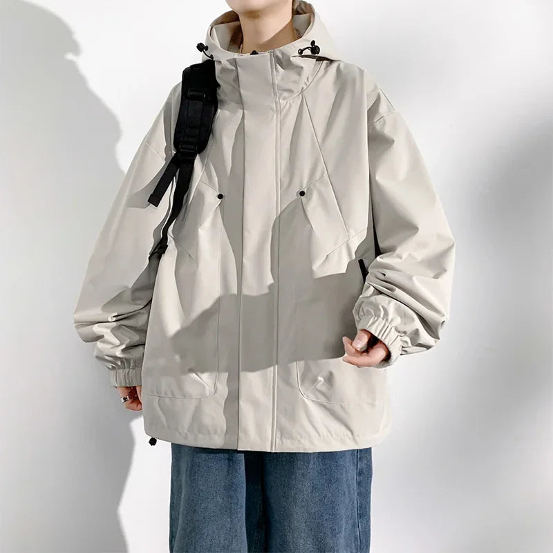 New Camping Jacket Men Windbreak Coat Plus Size 8XL Fashion Casual Waterproof Jacket Male Solid Color Outerwear Big Size