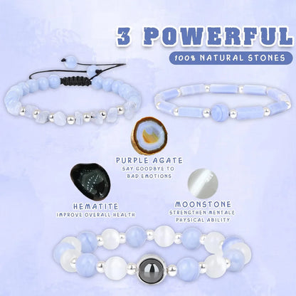 3pcs/Set Body-Purifying Amethyst Bracelet for Weight Loss, Yoga, and Meditation - Healing Stone Jewelry for Women and Men
