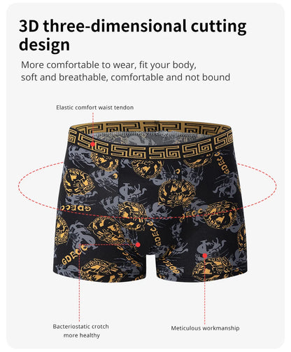 10 Men's Boxer Underwear Black Gold Random Soft And Comfortable Skin-friendly Joker Four Seasons Selling Adolescent Shorts