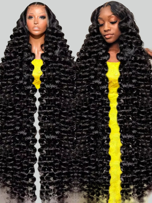 HD 13x6 Loose Nature Wave Lace Front Human Hair Wigs 250% Transparent 30 40 Inch 13x4 360 Full Deep Water Wave Lace Frontal Wig