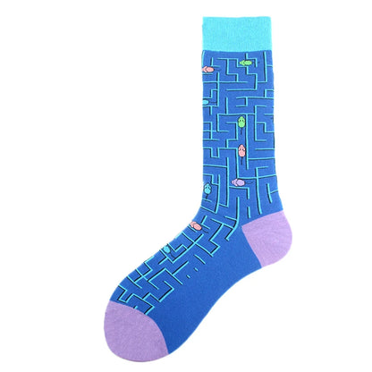 Happy Design Funny Socks Men Unisex Sheep Beer Dinosaur Pattern Sokken  Divertidos Jacquard Calcetines Unisex Hip Hop Skateboard
