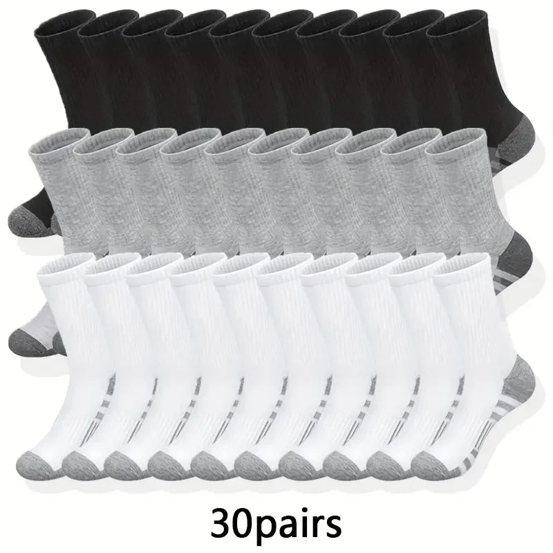 10/30 Pairs of High-Quality Soft and Comfortable Men's Running Socks Summer Sweat Wicking and Breathable Basketball Sports Socks