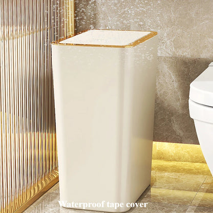 10L/12L Nordic Trash Can with One-Touch Lid Bin Deodorant Waterproof Dustbin Large Capacity Slim Toilet Gold Garbage Can