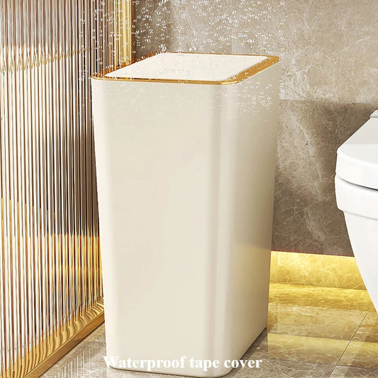 10L/12L Nordic Trash Can with One-Touch Lid Bin Deodorant Waterproof Dustbin Large Capacity Slim Toilet Gold Garbage Can