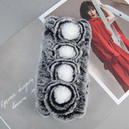 New Fashion Real Fur Hats Scarves Sets Women Winter Knitted Real Rex Rabbit Fur Hat Scarf Ladies Natural Fur Hats Mufflers Sets