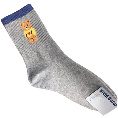 Good Quality Cartoon Elegant Lady Bear Women's  Cute Socks Cotton Harajuku Style Woman Novelty Breathable Sox Christmas Gifts