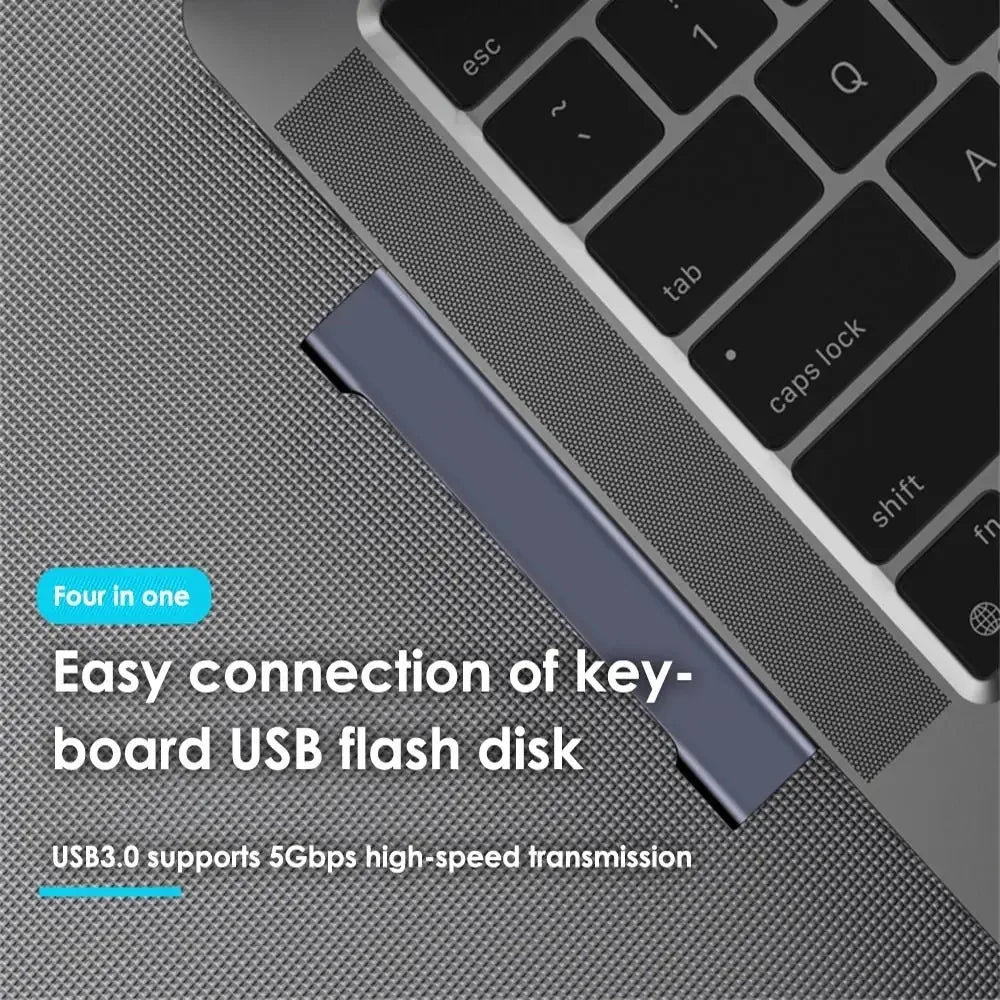 4-in-1 USB C HUB 3.0 PD 60W Type C 3.1 Multi Ports USB Splitter OTG Adapter USB HUB For Xiaomi Lenovo Macbook Pro 13 15 Air Pro