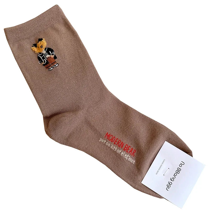Good Quality Cartoon Elegant Lady Bear Women's  Cute Socks Cotton Harajuku Style Woman Novelty Breathable Sox Christmas Gifts