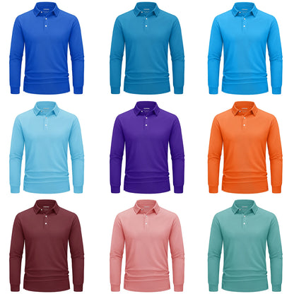 TACVASEN Long Sleeve Polos Quick Dry T-shirts Mens Breathable Sports Tees Casual Golf Polo Shirts Work T-shirt Pullover Tops Man