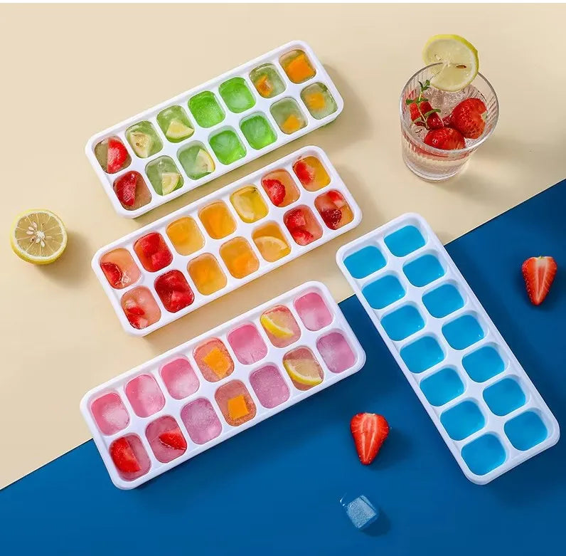 1 Pc Silicone Ice Cube Mold Easy-release Flexible Mold With Spill-resistant Removable Reusable Lidstackable Ice Tray With Cover