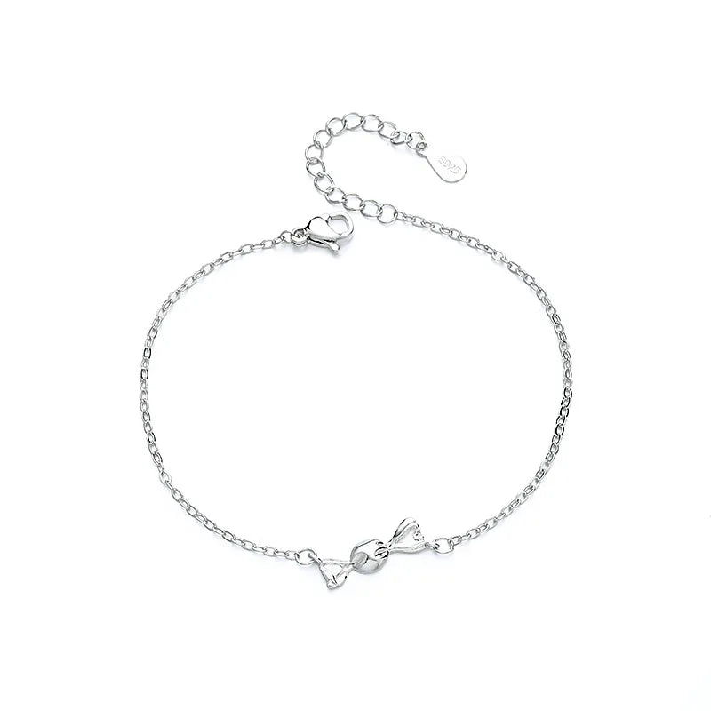VENTFILLE 925 Sterling Silver Diamond-Studded Butterfly Bracelet Women's Fashion Temperament Flower Adjustable Bracelet