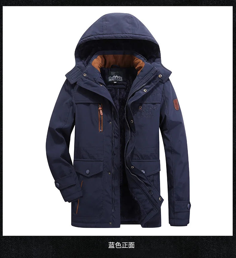 Mens Padded Clothes Velvet Thickened Winter Loose Casual Middle-aged Multi-bag Padded Jackets Cold-resistant Padded Clothes