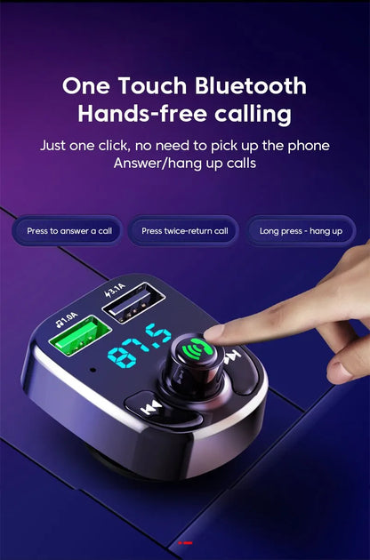 LED MP3 Car Bluetooth FM Audio Receiver Hands-Free Bluetooth 5.0 Transmitter 2.1A 3.1A QC3.0 PD Type C Dual USB Car kit Charger