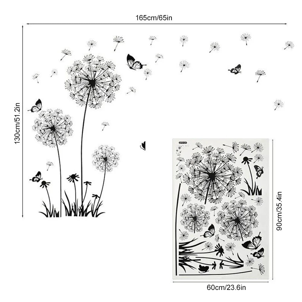 Black Dandelion Sitting Room Bedroom Wall Stickers Household Adornment Decor Decals Mural Art Poster On The Wall DIY Improvement