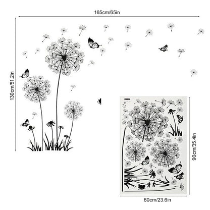 Black Dandelion Sitting Room Bedroom Wall Stickers Household Adornment Decor Decals Mural Art Poster On The Wall DIY Improvement