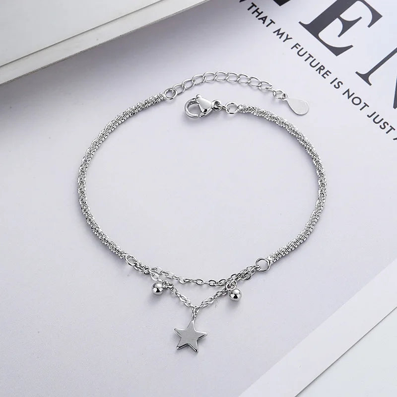 VENTFILLE 925 Sterling Silver Diamond-Studded Butterfly Bracelet Women's Fashion Temperament Flower Adjustable Bracelet