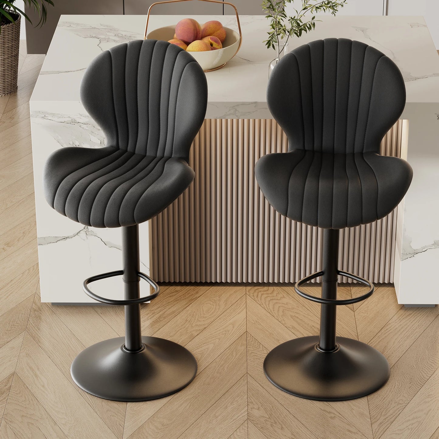 Living Room Chairs  2 Pcs Set Dining Chair Backrest Bar Stools Luxury Modern Soft Bag Stool Adjustable Height Rotating Kitchen Home Furniture