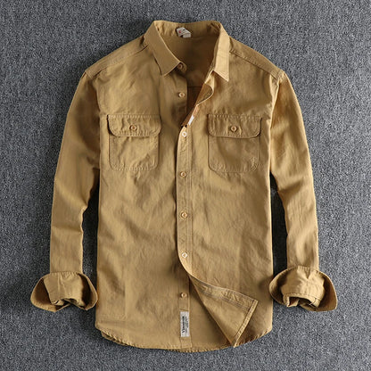Multi-colored Retro Stripe Cotton Shirt Men's Long Sleeve Spring Autumn New Fashion Daily Dressed Up Workwear Shirt