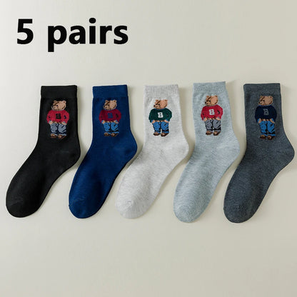 5/10 Pair  New Striped Casual Breathable Socks High Quality Harajuku Retro Socks Men/Women Cotton Socks