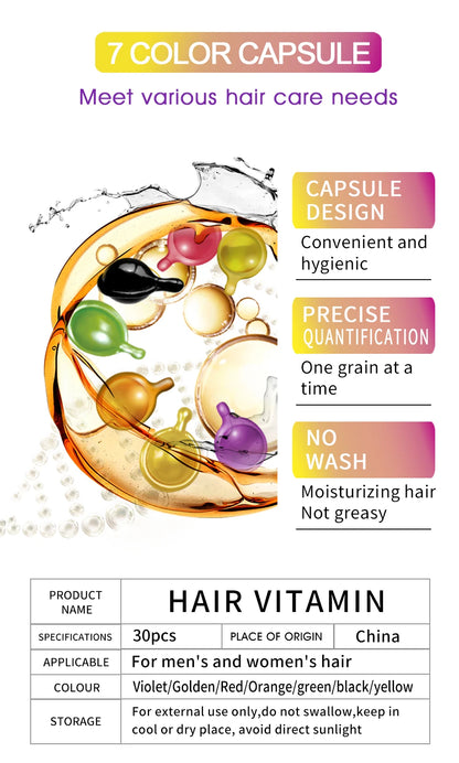 30Pcs Anti Hair Loss Hair Vitamin Capsule Oil Keratin Complex Oil Smooth Silky Hair Serum Hair Mask Repair Frizz Damaged Sevich