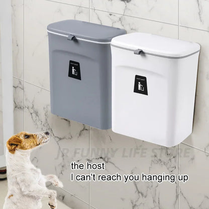 7/9L Wall Mounted Trash Can Household Galley Waste Bin Hanging Bathroom Trash Can With Lid Food Garbage Bin Kitchen Accessories