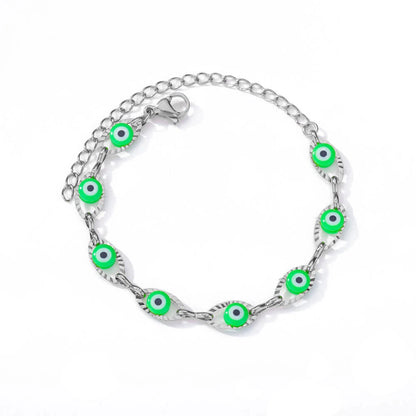 Gothic Rainbow Evil Eye Bracelets For Women Stainless Steel Gold Color Turkish Demon Chain Charm Bracelet Summer Beach Jewelry