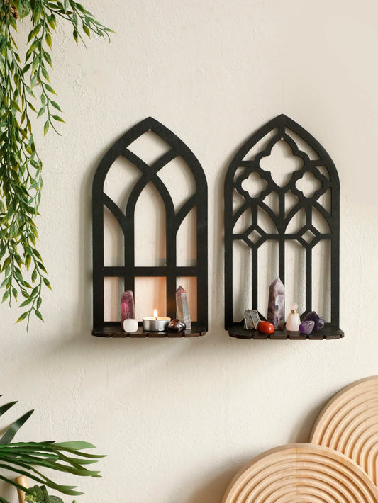 1/3Pc Gothic Wooden Hollow Wall Decoration Wall Decor Vintage Cathedral Arch Frame Goth Room Decor Rustic Spooky Decorative Gift