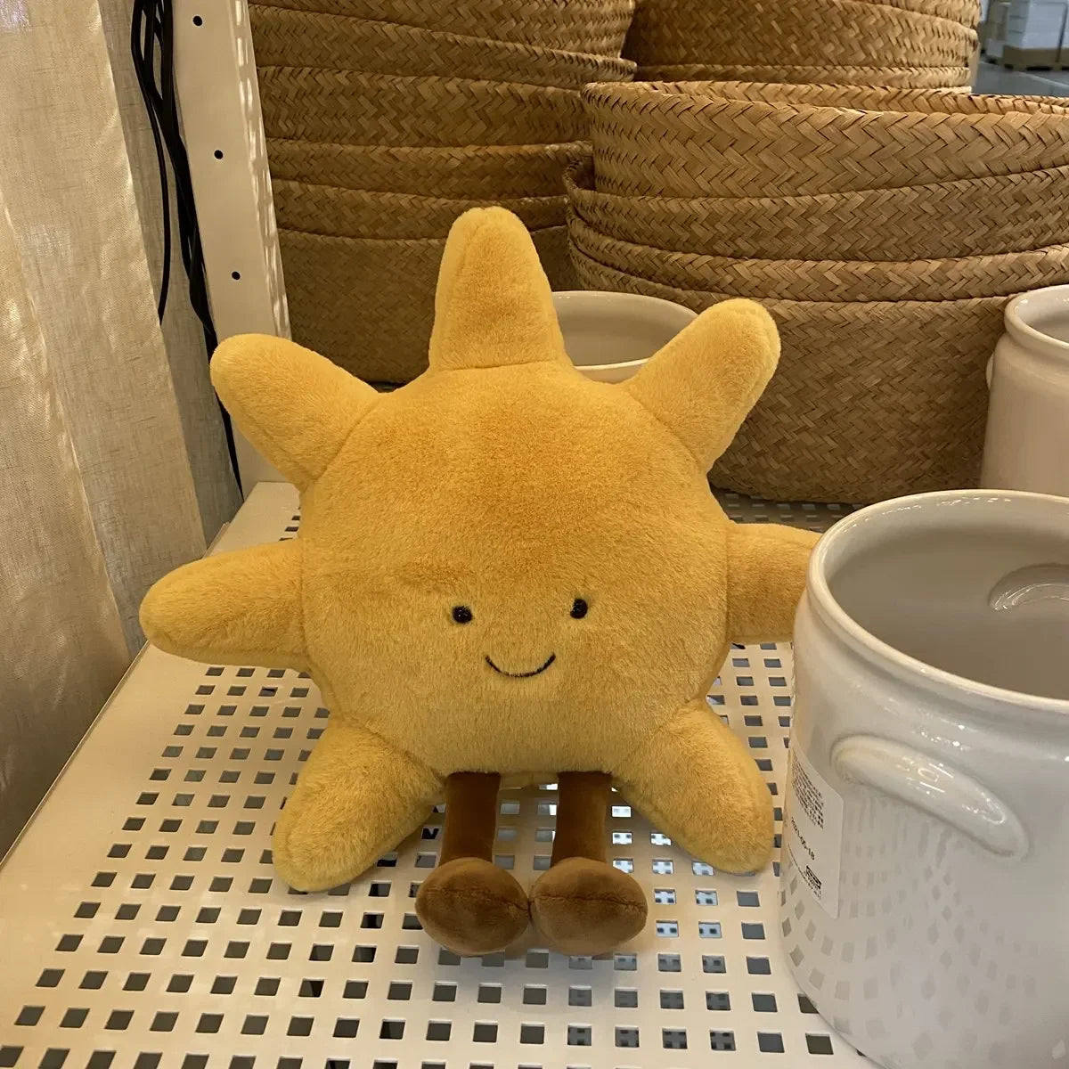 High Quality Smile Face Moon Yellow Sun Plushie Cushion Stuffed Cute Weather Plush Toy for Kid Bedroom Decor Sofa Throw Pillow