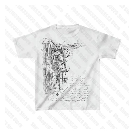 Women Printing Women T-Shirt Slim Crop Top Retro Casual Tee Y2k Top Streetwear Sexy Tops Short Navel Female Clothes Emo girls