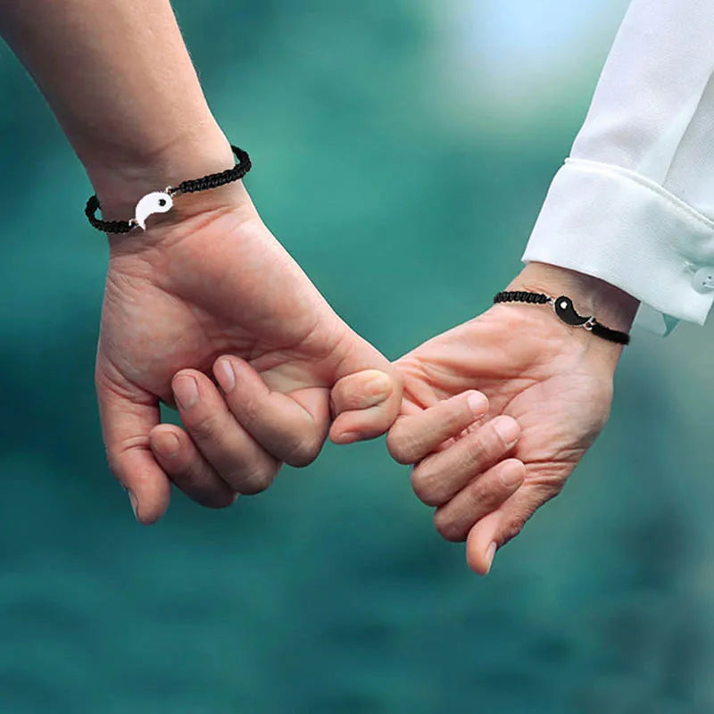 2pcs/pair Ying Yang Couple Bracelet Tai Chi Gossip Banish Matching Braslet Handmade Braided Braclet Adjustable BFF Brazalete