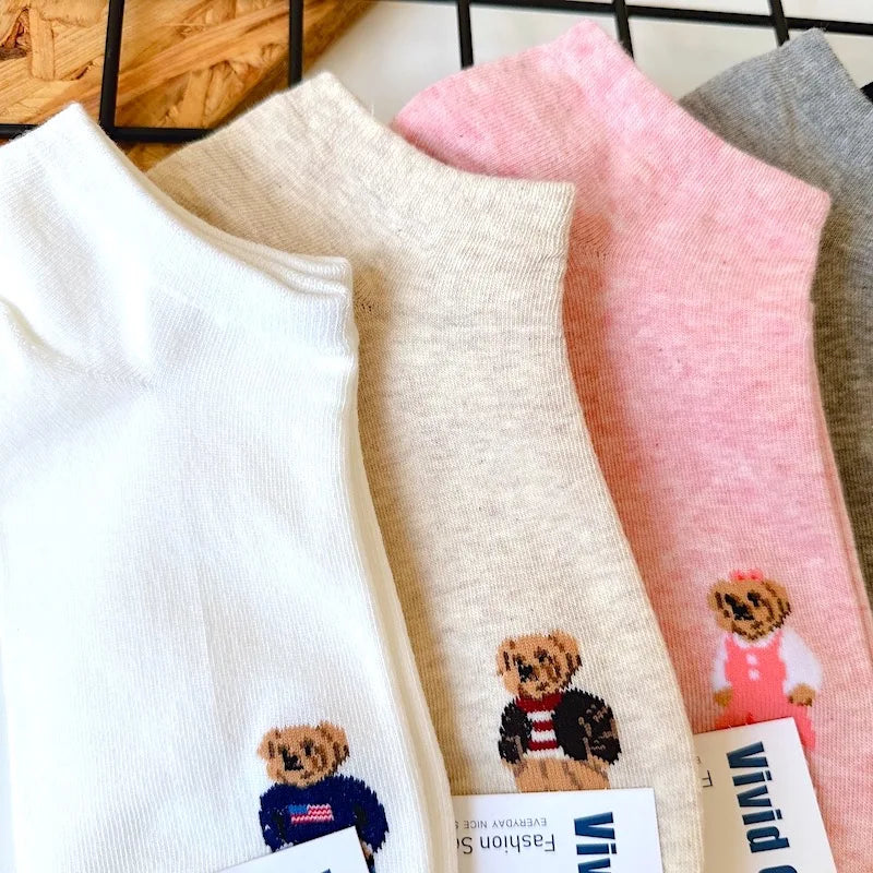 Good Quality Cartoon Elegant Lady Bear Women's  Cute Socks Cotton Harajuku Style Woman Novelty Breathable Sox Christmas Gifts