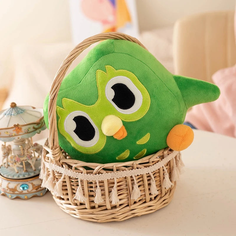 Kawaii Duolingo Green Owl Plush Toy Plushie of Duo The Owl Cartoon Anime Owl Doll Soft Stuffed Animal Children Birthday Gift
