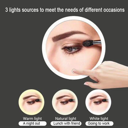 Flexible Gooseneck Makeup Mirror with LED Light 10X Magnifying Mirror Suction Cup Bright Diffused Light and 360 Degree Swivel