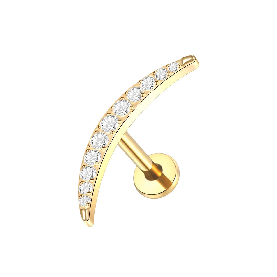 1pcs Titanium Piercing Cross Flower Stud Earring Internally Threaded Cubic Zircon Tragus Helix Piercing Body Jewelry
