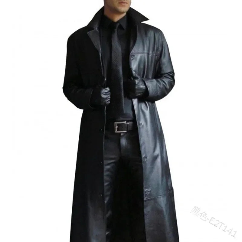 PU Leather Coat Men Jacket Spring Fall Winter Top Slim Korean Streetwear Gothic Moto Biker Punk Outwear Abrigos Mujer Invierno