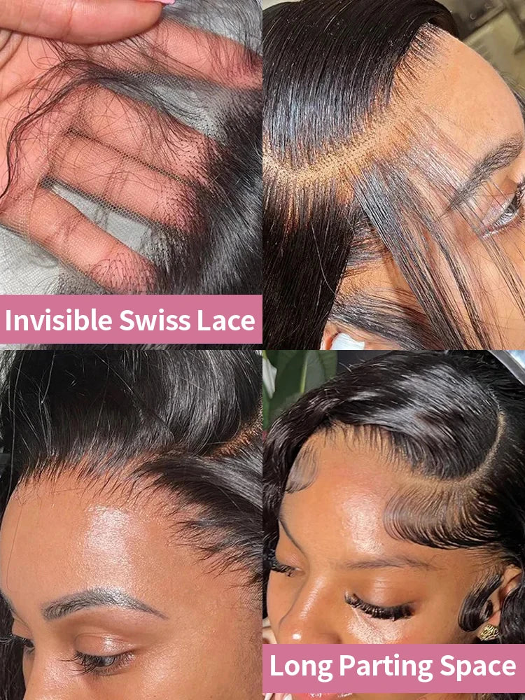 300% High Density 40 46 Inch Bone Straight 13x6 HD Lace Front Wigs Human Hair Brazilian 13x4 360 Full Lace Frontal Wig Pre Pluck