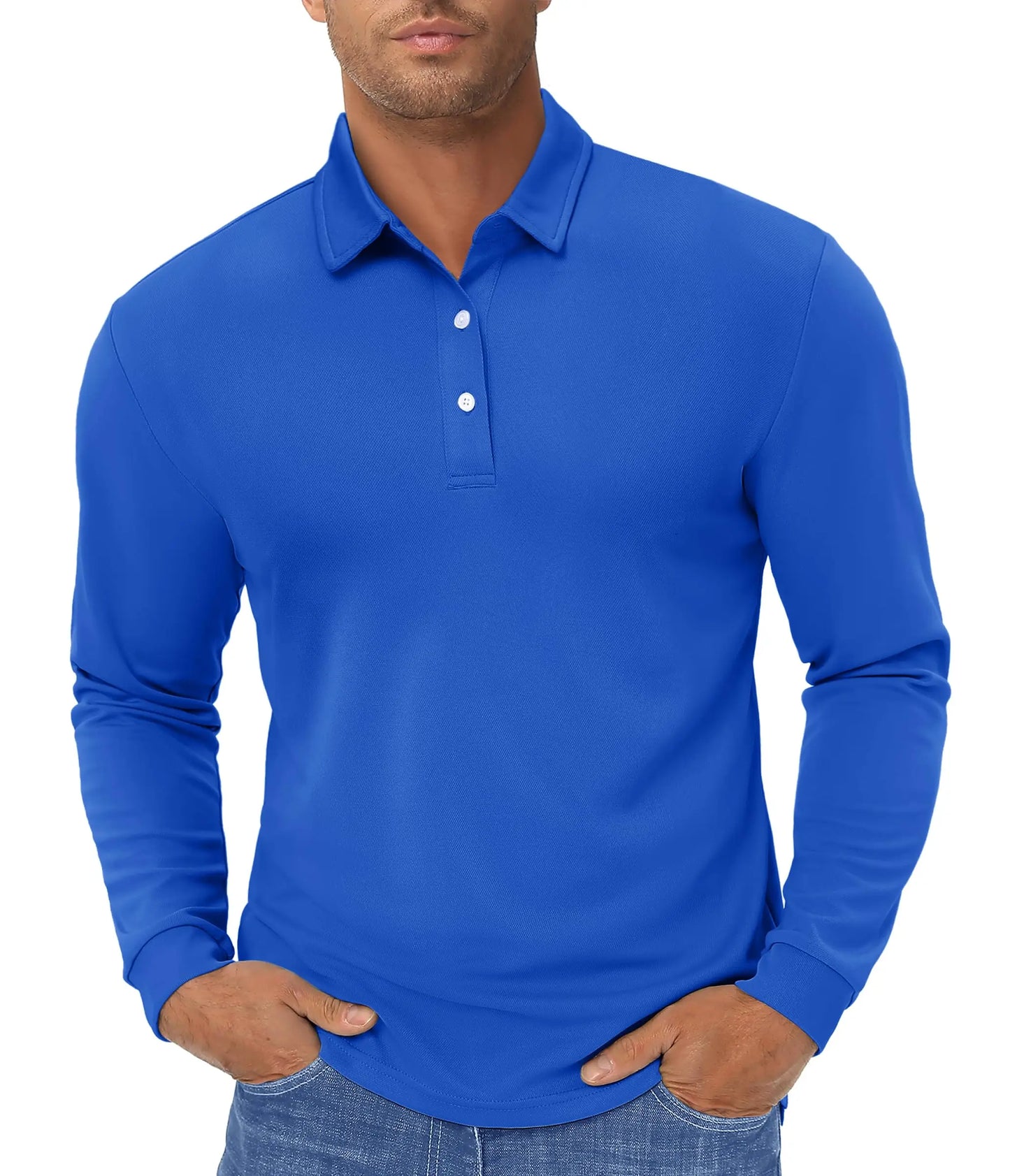 TACVASEN Long Sleeve Polos Quick Dry T-shirts Mens Breathable Sports Tees Casual Golf Polo Shirts Work T-shirt Pullover Tops Man