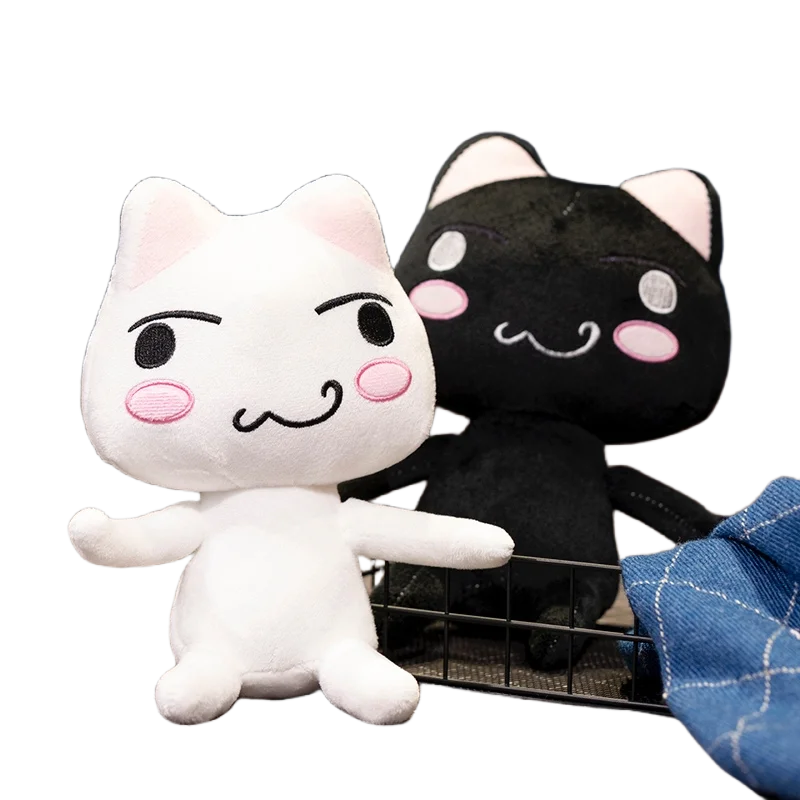 New Toro Inoue Cat Plush Anime Game Doll Stuffed Kittens Plushie Cartoon Couple Black and White Cats Decor Gift Toys for Kids