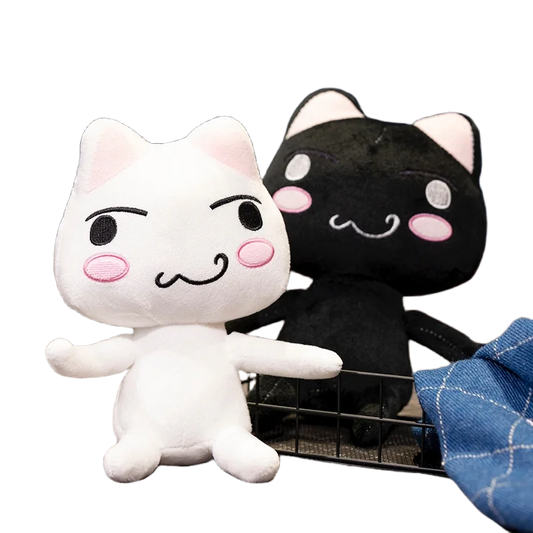 New Toro Inoue Cat Plush Anime Game Doll Stuffed Kittens Plushie Cartoon Couple Black and White Cats Decor Gift Toys for Kids