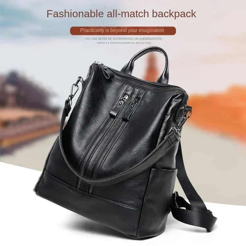 1/3Pcs Genuine Leather Backpack Women's Travel Bag Fashion Women's Fashion Bag Tide Casual Fashion Soft Leather Shoulder Bag