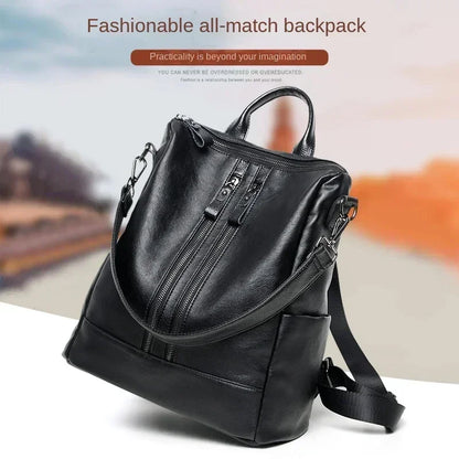 1/3Pcs Genuine Leather Backpack Women's Travel Bag Fashion Women's Fashion Bag Tide Casual Fashion Soft Leather Shoulder Bag