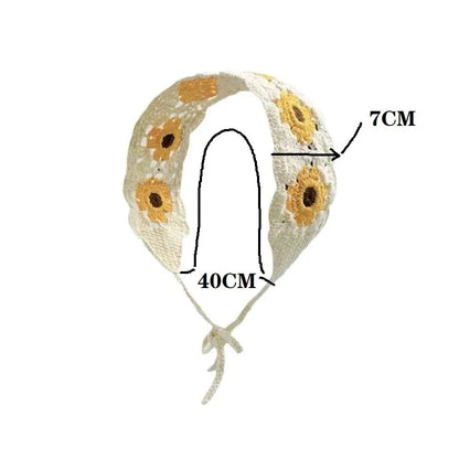 Cartoon Crochet Mushroom Hair Bands Vintage Fashion Hair Scarf For Women Flower Knit Holiday Headband Headwrap Hair Accessories