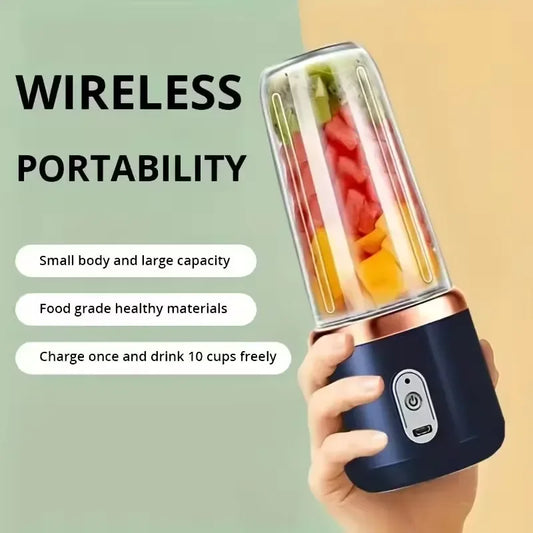 1pc Portable Small Electric Juicer Blue/Pink Stainless Steel Blade Cup Juicer Fruit Automatic Smoothie Blender Kitchen Tool