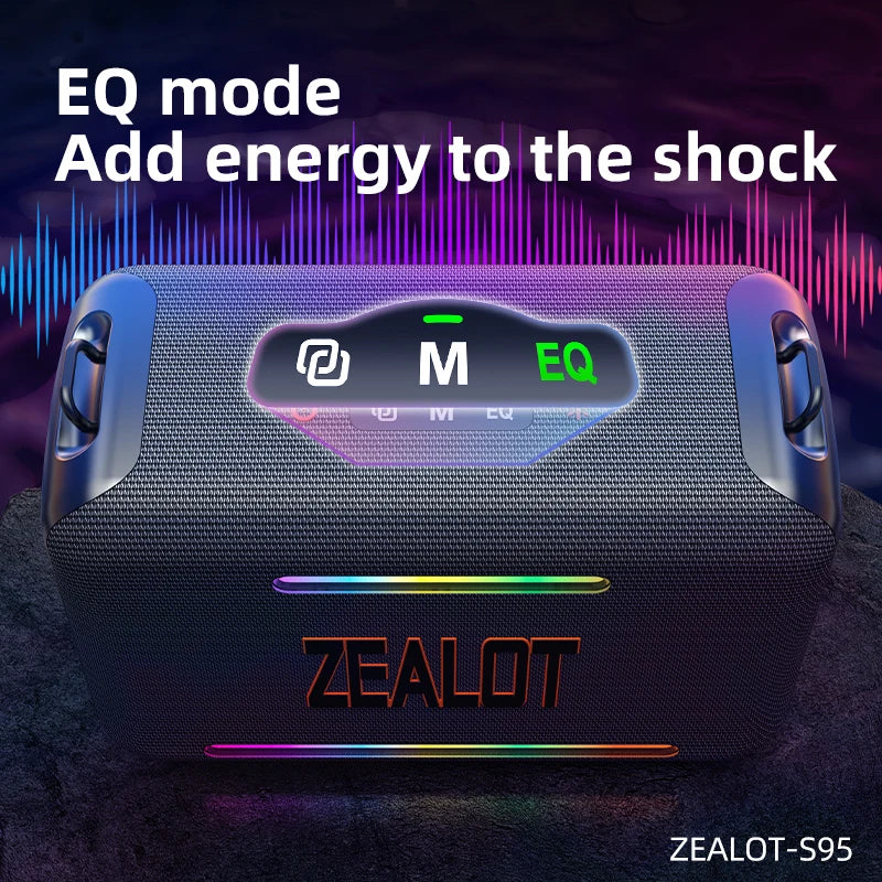 ZEALOT-S95 Waterproof Portable Bluetooth Speaker, Wireless Outdoor Boombox, SubwooferTriple Passive Radiators, Deep Bass,120W