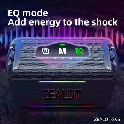 ZEALOT-S95 Waterproof Portable Bluetooth Speaker, Wireless Outdoor Boombox, SubwooferTriple Passive Radiators, Deep Bass,120W