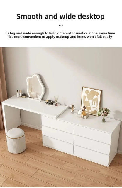 Luxury Dressing Table Drawer White Makeup Mirror Corner Desk Dresser Table Cabinet Organizers Storage Penteadeira Home Furniture